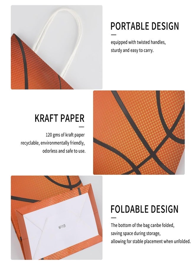 Motroce 16PCS Basketball Party Favor Paper Bags, Basketball Gift Bags with Handles, Basketball Games Day Sports Goody Bag for Birthday Party Supplies Decorations - Image 4